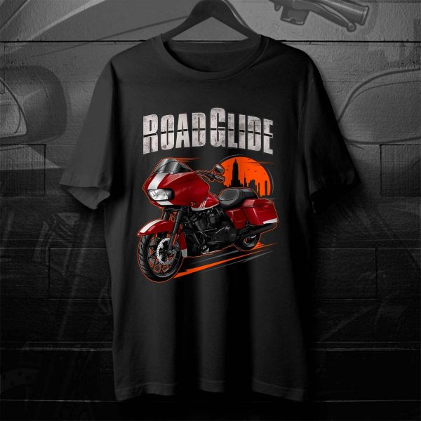 Harley Road Glide Special T-shirt 2020 Billiard Red & Stone Washed White Merchandise & Clothing Motorcycle Apparel