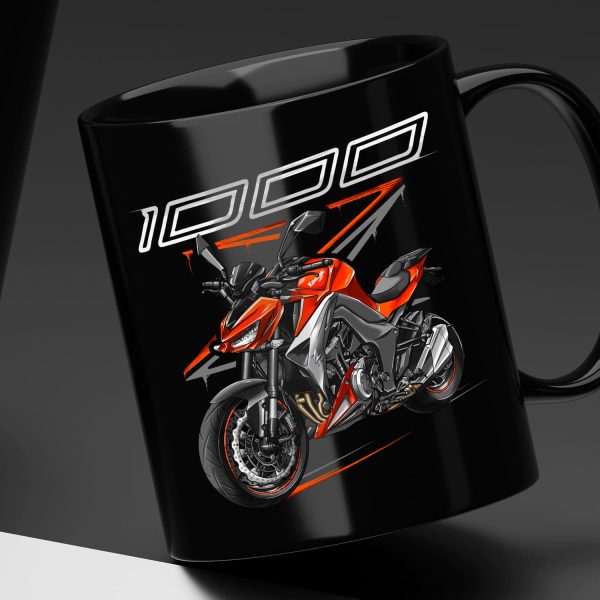 Black Mug Kawasaki Z1000 2014 Candy Burnt Orange & Metallic Spark Black Merchandise & Clothing Motorcycle Apparel
