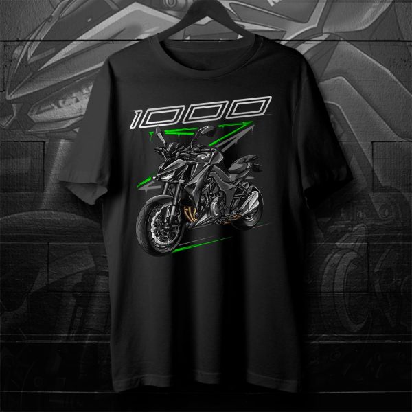 T-shirt Kawasaki Z1000 2014 Flat Ebony & Metallic Spark Black Merchandise & Clothing Motorcycle Apparel