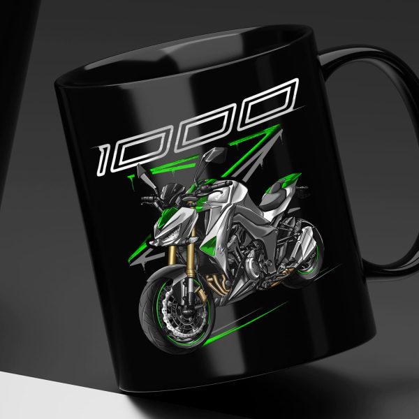 Black Mug Kawasaki Z1000 2014 SE Golden Blazed Green & Metallic Graphite Gray Merchandise & Clothing Motorcycle Apparel