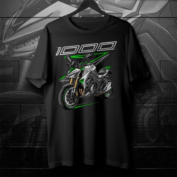 T-shirt Kawasaki Z1000 2014 SE Golden Blazed Green & Metallic Graphite Gray Merchandise & Clothing Motorcycle Apparel