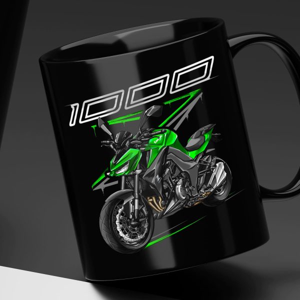 Black Mug Kawasaki Z1000 2015 Golden Blazed Green & Metallic Spark Black Merchandise & Clothing Motorcycle Apparel