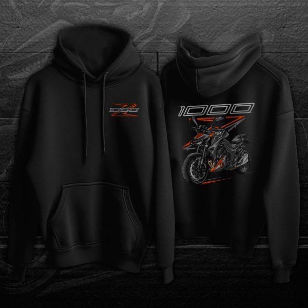 Hoodie Kawasaki Z1000 2015 Metallic Carbon Grey & Candy Burnt Orange Merchandise & Clothing Motorcycle Apparel