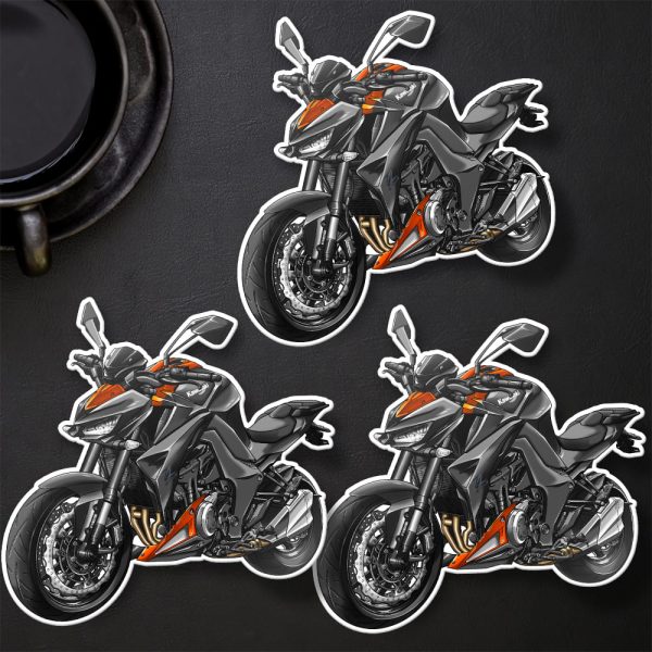 Stickers Kawasaki Z1000 2015 Metallic Carbon Grey & Candy Burnt Orange Merchandise & Clothing Motorcycle Apparel