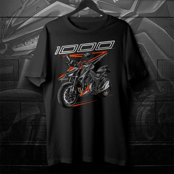 T-shirt Kawasaki Z1000 2015 Metallic Carbon Grey & Candy Burnt Orange Merchandise & Clothing Motorcycle Apparel