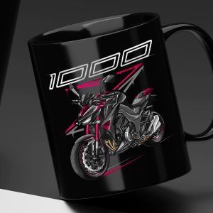 Black Mug Kawasaki Z1000 2016 SE Metallic Spark Black & Candy Crimson Red Merchandise & Clothing Motorcycle Apparel