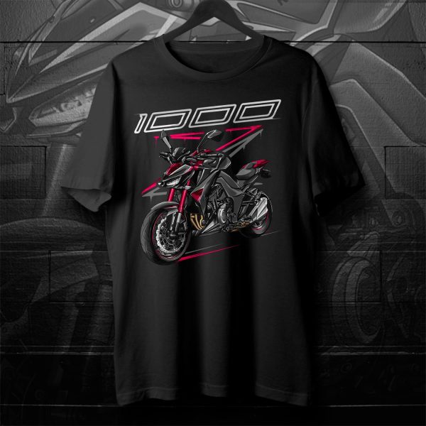 T-shirt Kawasaki Z1000 2016 SE Metallic Spark Black & Candy Crimson Red Merchandise & Clothing Motorcycle Apparel