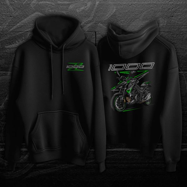 Hoodie Kawasaki Z1000 2017 Metallic Spark Black & Golden Blazed Green Merchandise & Clothing Motorcycle Apparel