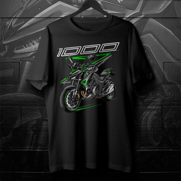 T-shirt Kawasaki Z1000 2017 Metallic Spark Black & Golden Blazed Green Merchandise & Clothing Motorcycle Apparel