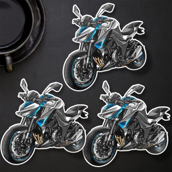 Stickers Kawasaki Z1000 2018 Pearl Storm Grey & Candy Surf Blue & Metallic Spark Black Merchandise & Clothing Motorcycle Apparel
