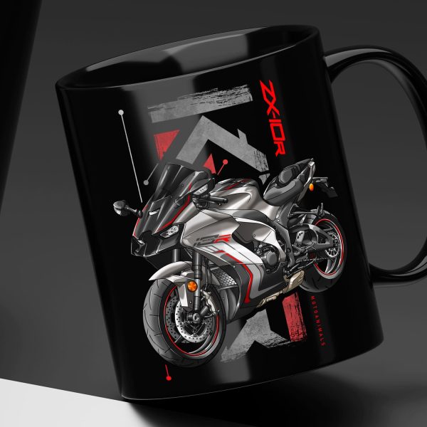 Black Mug Kawasaki ZX-10R 2022 Metallic Matte Graphenesteel Gray & Metallic Diablo Black Merchandise & Clothing Motorcycle Apparel