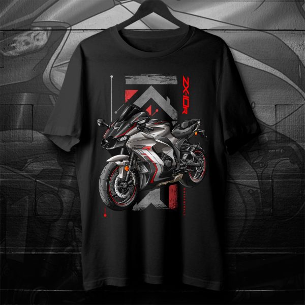 T-shirt Kawasaki ZX-10R 2022 Metallic Matte Graphenesteel Gray & Metallic Diablo Black Merchandise & Clothing