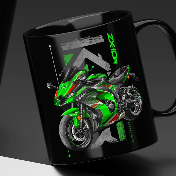 Black Mug Kawasaki ZX-10R 2023-2024 Lime Green & Ebony Merchandise & Clothing Motorcycle Apparel