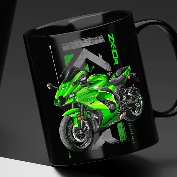 Black Mug Kawasaki ZX-10R 2023-2024 Lime Green Merchandise & Clothing Motorcycle Apparel