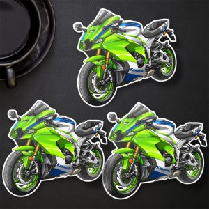 Stickers Kawasaki ZX-10R 2024 Lime Green & Pearl Crystal White & Blue Merchandise & Clothing