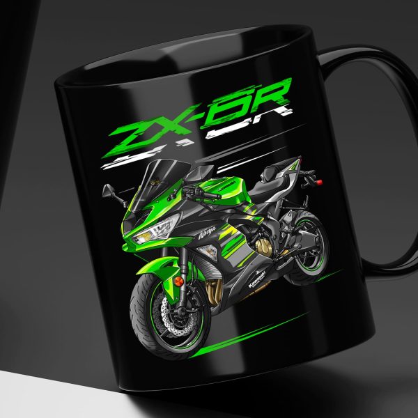 Black Mug Kawasaki ZX-6R 2019 Lime Green & Ebony & Metallic Graphite Gray Merchandise & Clothing Motorcycle Apparel