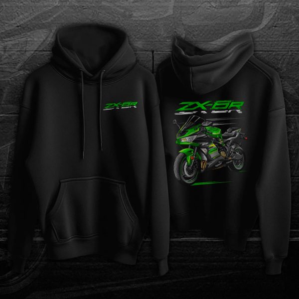 Hoodie Kawasaki ZX-6R 2019 Lime Green & Ebony & Metallic Graphite Gray Merchandise & Clothing Motorcycle Apparel