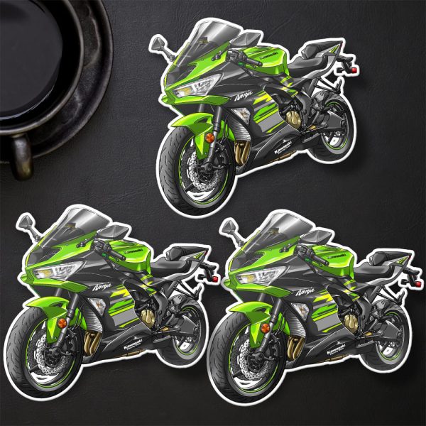 Stickers Kawasaki ZX-6R 2019 Lime Green & Ebony & Metallic Graphite Gray Merchandise & Clothing Motorcycle Apparel