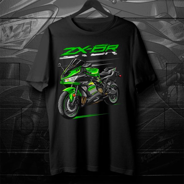 T-shirt Kawasaki ZX-6R 2019 Lime Green & Ebony & Metallic Graphite Gray Merchandise & Clothing Motorcycle Apparel
