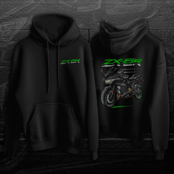 Hoodie Kawasaki ZX-6R 2019 Metallic Spark Black & Metallic Flat Spark Black Merchandise & Clothing Motorcycle Apparel