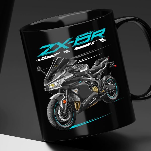 Black Mug Kawasaki ZX-6R 2019 Pearl Storm Gray & Metallic Spark Black Merchandise & Clothing Motorcycle Apparel