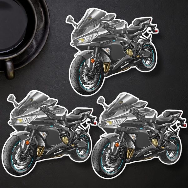 Stickers Kawasaki ZX-6R 2019 Pearl Storm Gray & Metallic Spark Black Merchandise & Clothing Motorcycle Apparel