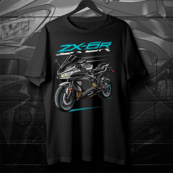 T-shirt Kawasaki ZX-6R 2019 Pearl Storm Gray & Metallic Spark Black Merchandise & Clothing Motorcycle Apparel