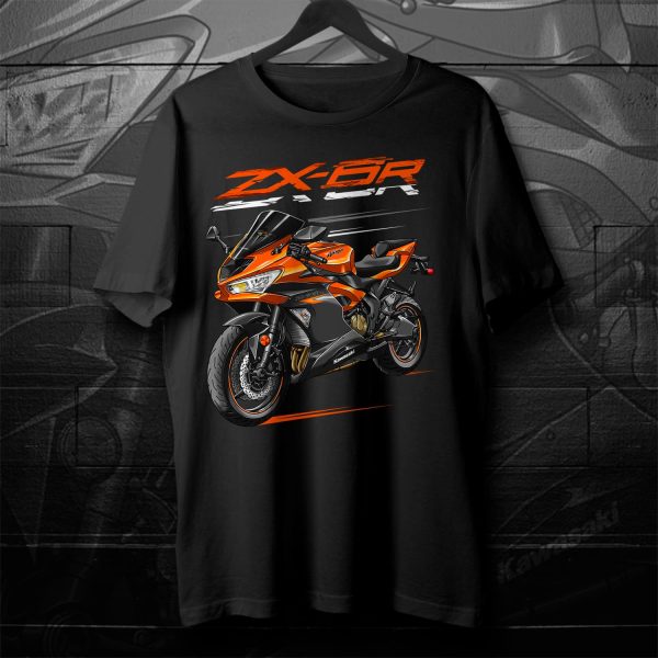 T-shirt Kawasaki ZX-6R 2020 Candy Steel Furnace Orange & Metallic Flat Spark Black Merchandise & Clothing Motorcycle Apparel