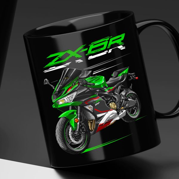 Black Mug Kawasaki ZX-6R 2021-2022 Lime Green Ebony & Pearl Blizzard White Merchandise & Clothing Motorcycle Apparel