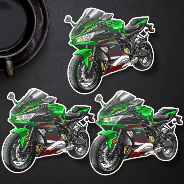 Stickers Kawasaki ZX-6R 2021-2022 Lime Green Ebony & Pearl Blizzard White Merchandise & Clothing Motorcycle Apparel