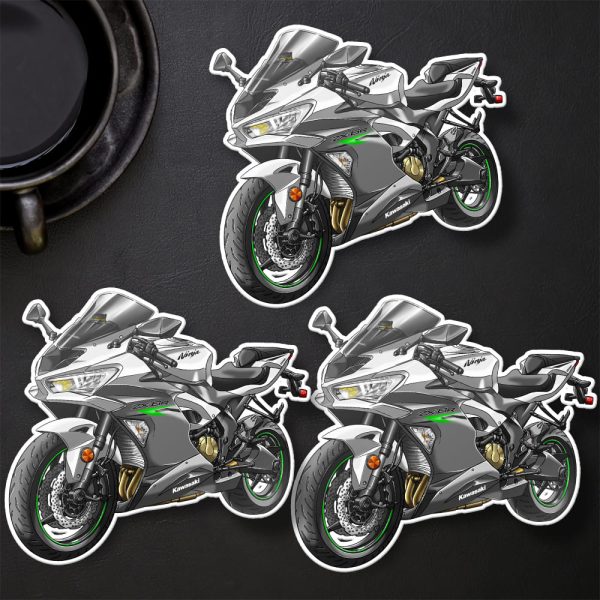 Stickers Kawasaki ZX-6R 2021 Crystal White & Pearl Storm Gray Merchandise & Clothing Motorcycle Apparel