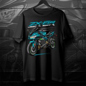 T-shirt Kawasaki ZX-6R 2021 Pearl Nightshade Teal & Metallic Spark Black Merchandise & Clothing Motorcycle Apparel