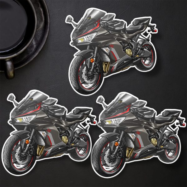 Stickers Kawasaki ZX-6R 2022-2023 Metallic Matte Graphenesteel Gray & Metallic Diablo Black Merchandise & Clothing Motorcycle Apparel