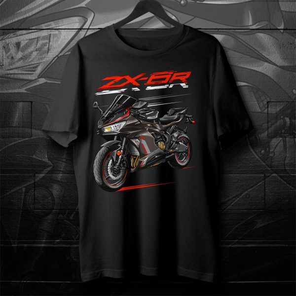 T-shirt Kawasaki ZX-6R 2022-2023 Metallic Matte Graphenesteel Gray & Metallic Diablo Black Merchandise & Clothing Motorcycle Apparel