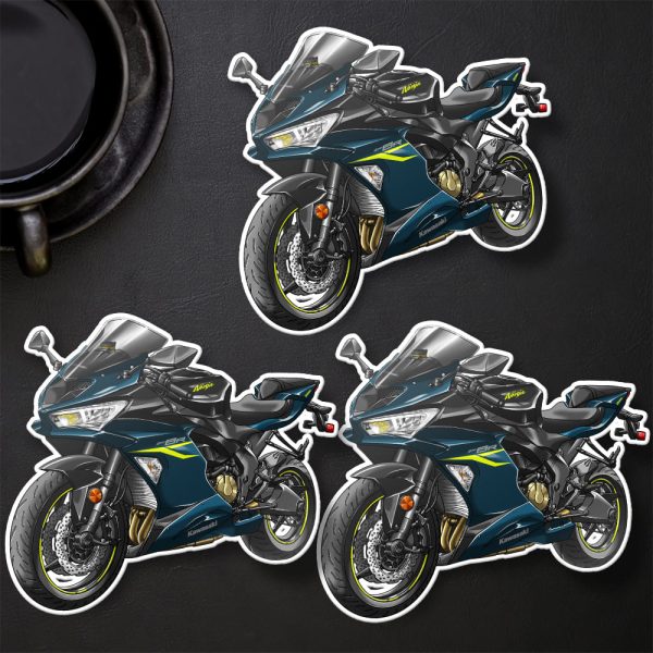 Stickers Kawasaki ZX-6R 2022-2023 Metallic Matte Twilight Blue & Metallic Diablo Black Merchandise & Clothing Motorcycle Apparel