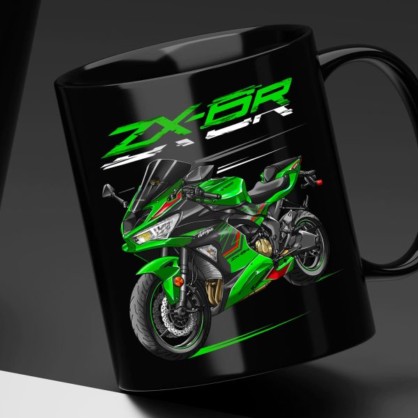 Black Mug Kawasaki ZX-6R 2023 Lime Green & Ebony Merchandise & Clothing Motorcycle Apparel