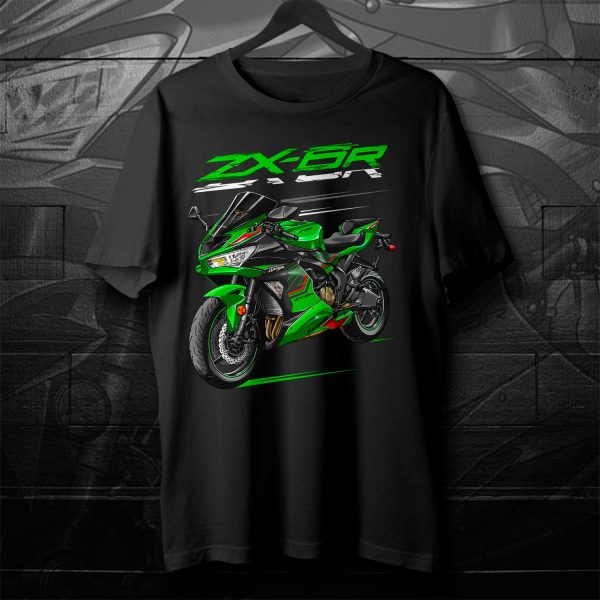T-shirt Kawasaki ZX-6R 2023 Lime Green & Ebony Merchandise & Clothing Motorcycle Apparel
