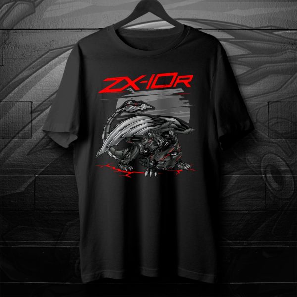 T-shirt Kawasaki ZX-10R Dragon 2022 Metallic Matte Graphenesteel Gray & Metallic Diablo Black Merchandise & Clothing Motorcycle Apparel ZX10R
