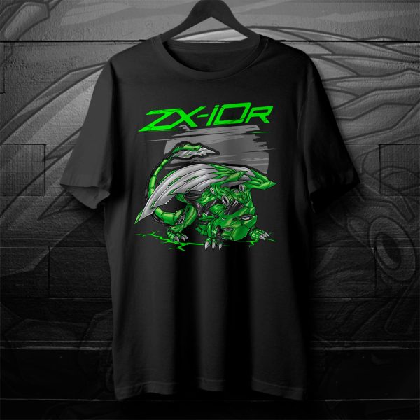 T-shirt Kawasaki ZX-10R Dragon 2023-2024 Lime Green Merchandise & Clothing Motorcycle Apparel ZX10R