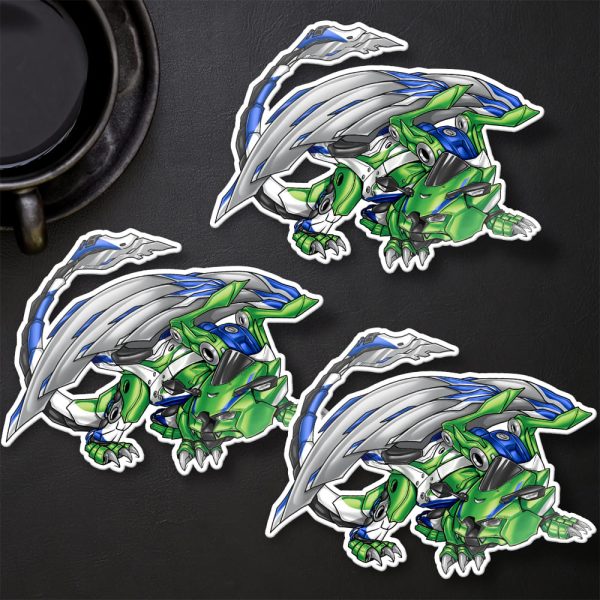 Stickers Kawasaki ZX-10R Dragon 2024 Lime Green & Pearl Crystal White & Blue Merchandise & Clothing Motorcycle Apparel ZX10R