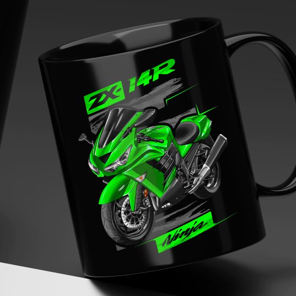Black Mug Kawasaki ZX-14R 2012 & 2014 Golden Blazed Green Merchandise & Clothing Motorcycle Apparel