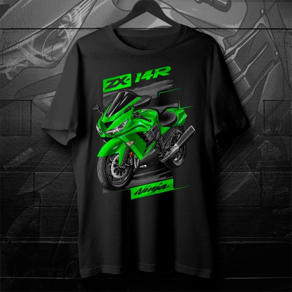 T-shirt Kawasaki ZX-14R 2012 & 2014 Golden Blazed Green Merchandise & Clothing Motorcycle Apparel