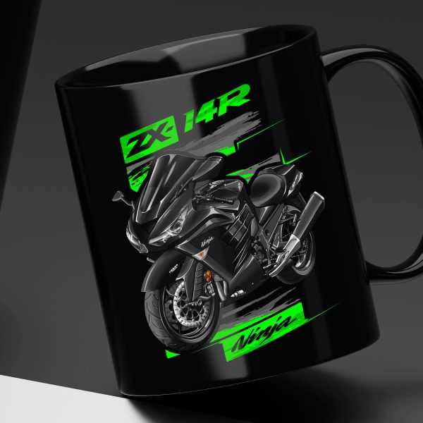 Black Mug Kawasaki ZX-14R 2012 & 2014 Metallic Spark Black Merchandise & Clothing Motorcycle Apparel