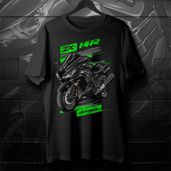 T-shirt Kawasaki ZX-14R 2012 & 2014 Metallic Spark Black Merchandise & Clothing Motorcycle Apparel
