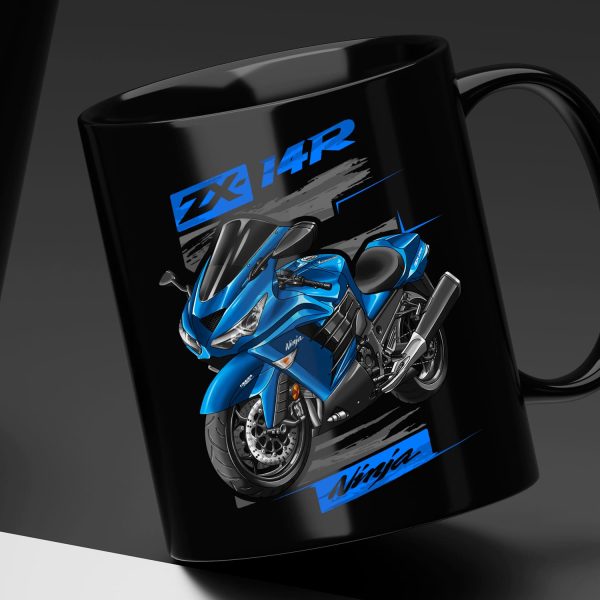 Black Mug Kawasaki ZX-14R 2012 Candy Surf Blue Merchandise & Clothing Motorcycle Apparel