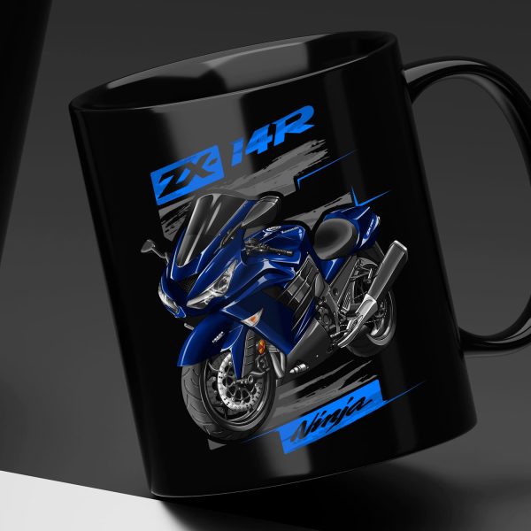 Black Mug Kawasaki ZX-14R 2013 Metallic Midnight Sapphire Blue Merchandise & Clothing Motorcycle Apparel