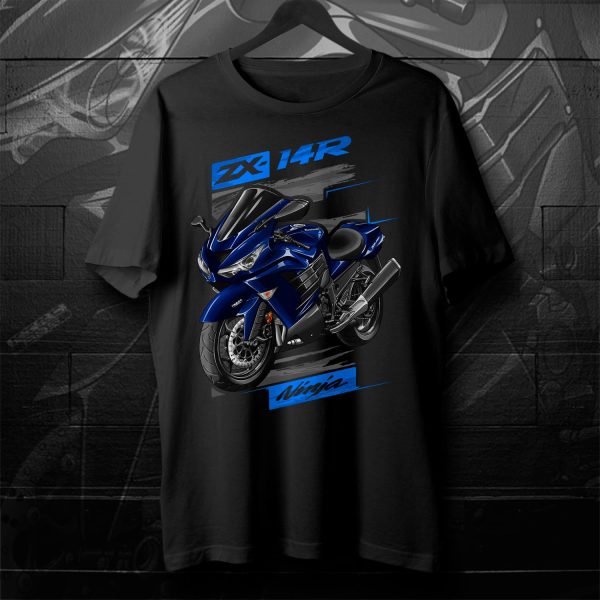 T-shirt Kawasaki ZX-14R 2013 Metallic Midnight Sapphire Blue Merchandise & Clothing Motorcycle Apparel