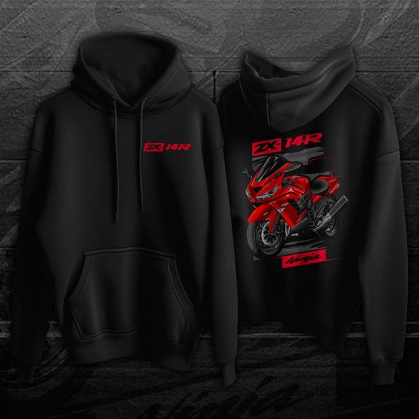 Hoodie Kawasaki ZX-14R 2013 Passion Red Merchandise & Clothing Motorcycle Apparel