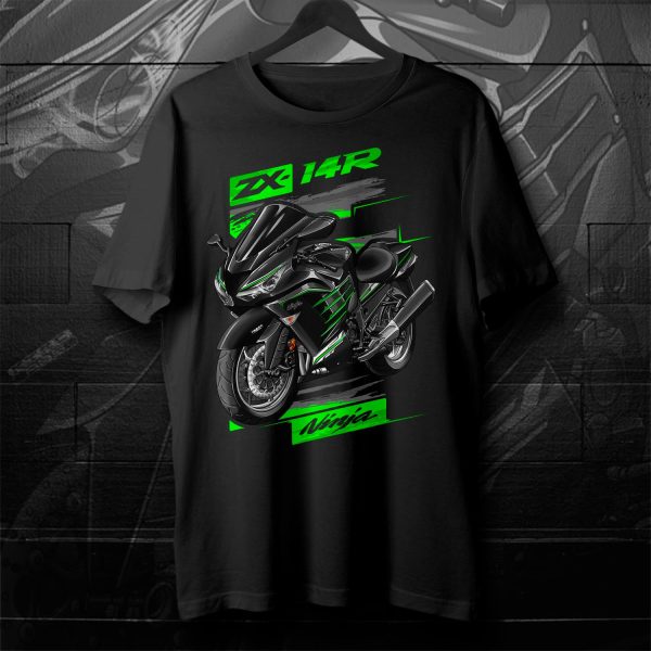 T-shirt Kawasaki ZX-14R 2013 SE Metallic Spark Black & Golden Blazed Green Merchandise & Clothing Motorcycle Apparel