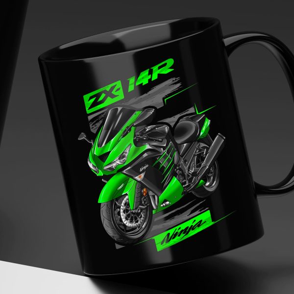 Black Mug Kawasaki ZX-14R 2014-2015 Golden Blazed Green & Metallic Spark Black Merchandise & Clothing Motorcycle Apparel